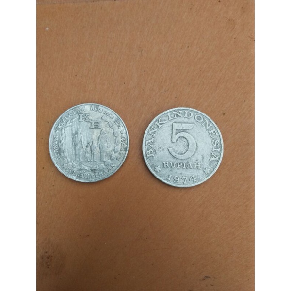 koin uang 5 rupiah besar gambar kb 1974