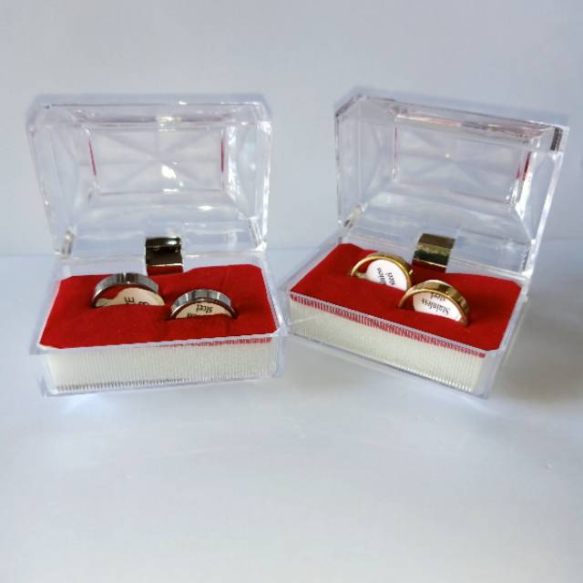 Kotak cincin couple tempat cincin couple 2 cincin model persegi panjang