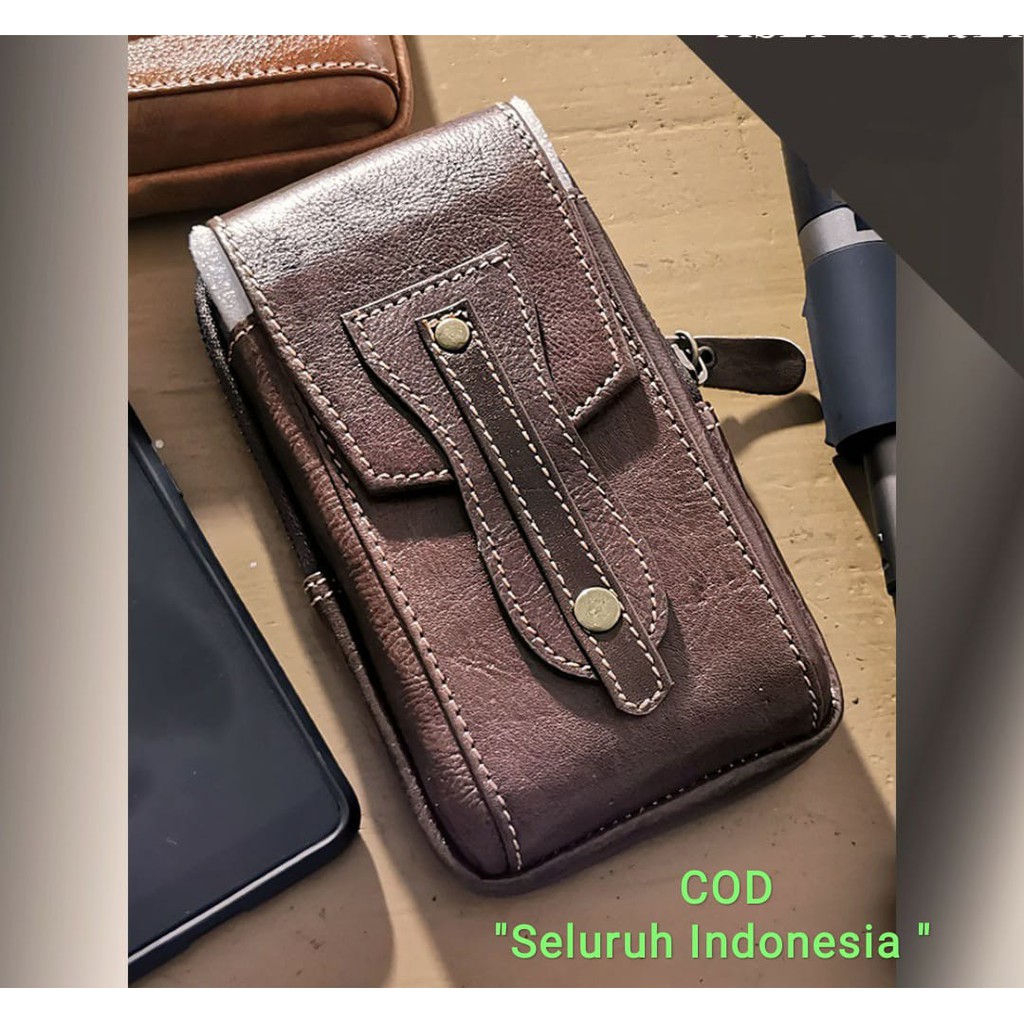 Sarung HP Pinggang Kulit Asli Pria Full Kulit Sapi Asli / Sarung HP Kulit Asli Simple