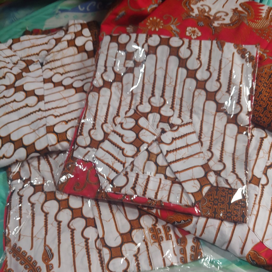 Batik Couple Keluarga Sania Ruffle Ori Ndoro Jowi Dnt Seno Merah Putih