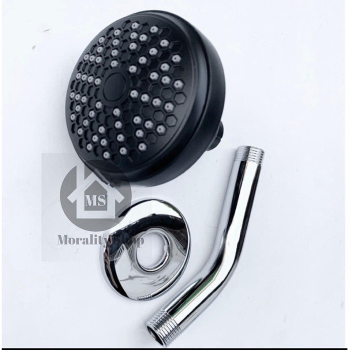 Wall Shower tembok 4inch murah HITAM WS215-Shower tanam BLACK E14