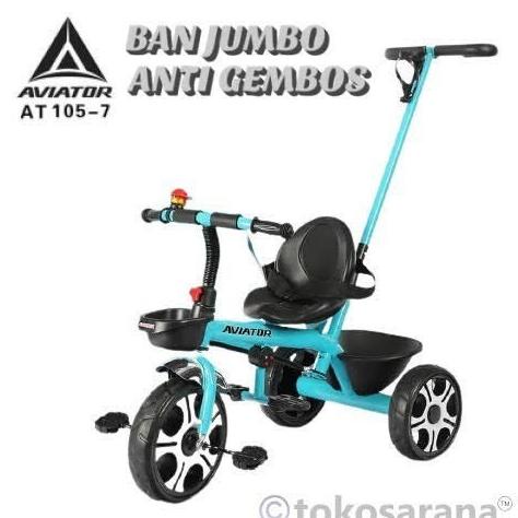 Sepeda Roda Tiga Anak Aviator AT105-7 Rotor 1-3 Tahun Tongkat Dorong
