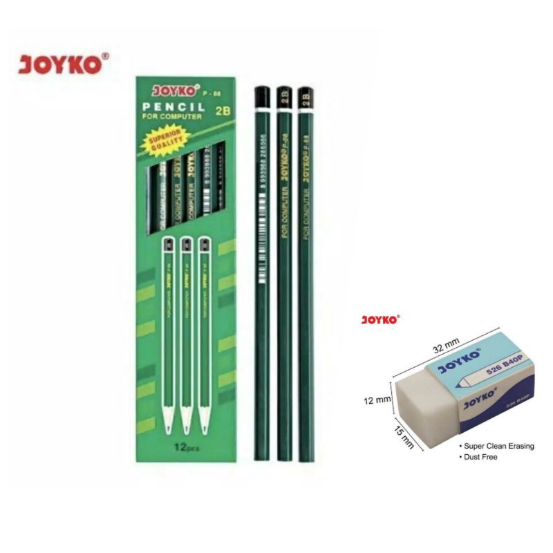 

Pensil Joyko 2B Ecer Penghapus Stationary Warna Tajam