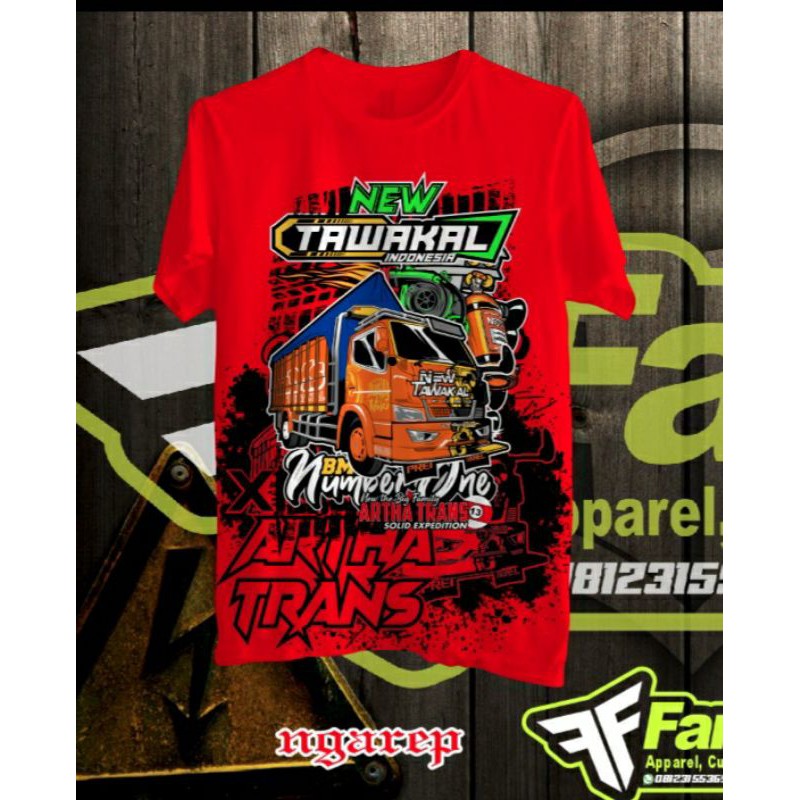 kaos distro truck new tawakal 3 5 katun premium / atasan pria motif truk super free STICKER