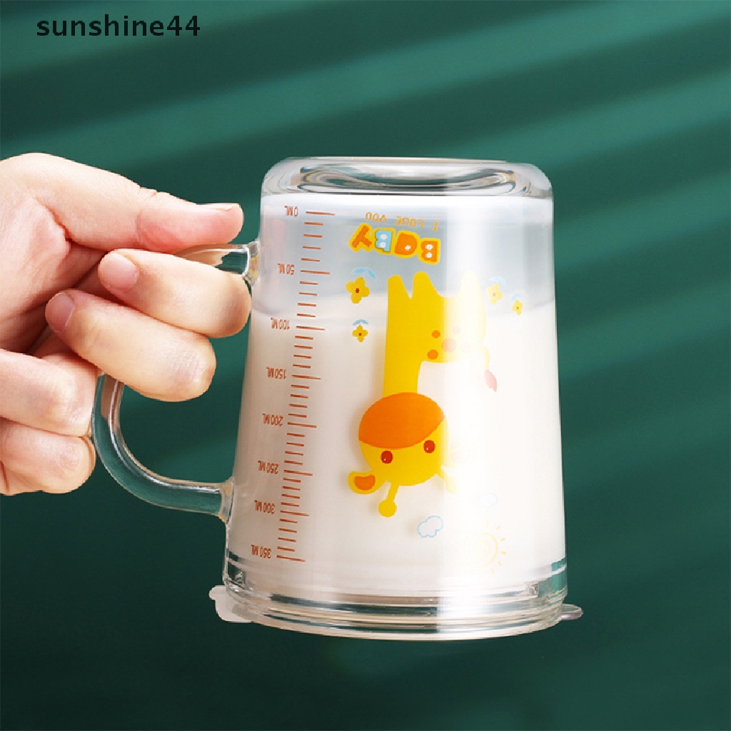 Sunshine Gelas / Mug Kaca Motif Kartun Lucu Dengan Tutup + Sedotan Untuk Susu