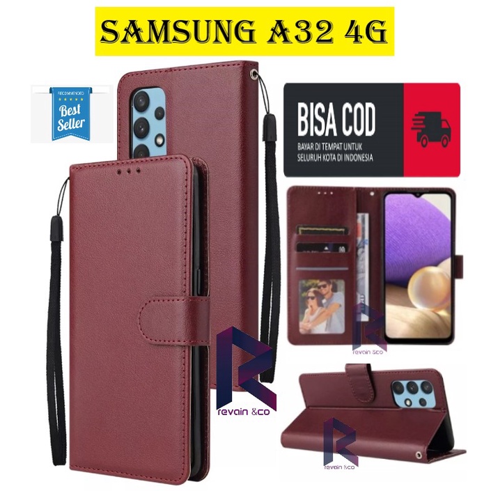 CASE SAMSUNG A32 4G FLIP WALLET LEATHER KULIT PREMIUM SARUNG BUKA TUTUP FLIP CASE SAMSUNG A32 4G