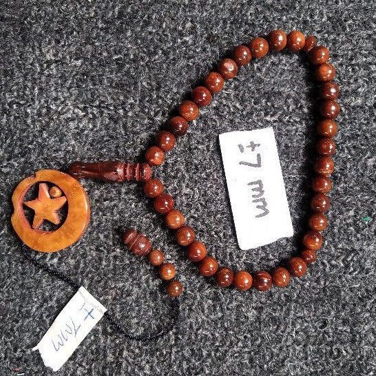 tasbih kokka bulat ± 7 mm ( 7mm ) 33 butir  bulan bintang