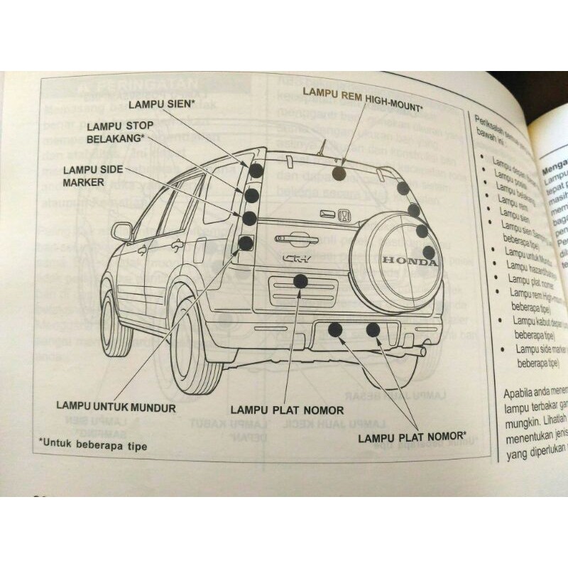 Buku Panduan Manual Honda CRV Gen 2 Thn 2005 2006 2.0 2.4 AT MT