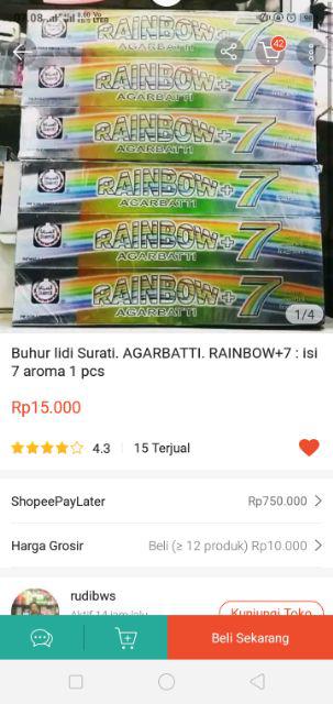 Buhur Lidi Surati. Agarbatti. Rainbow+7 : Isi 7 Aroma 1 Pcs