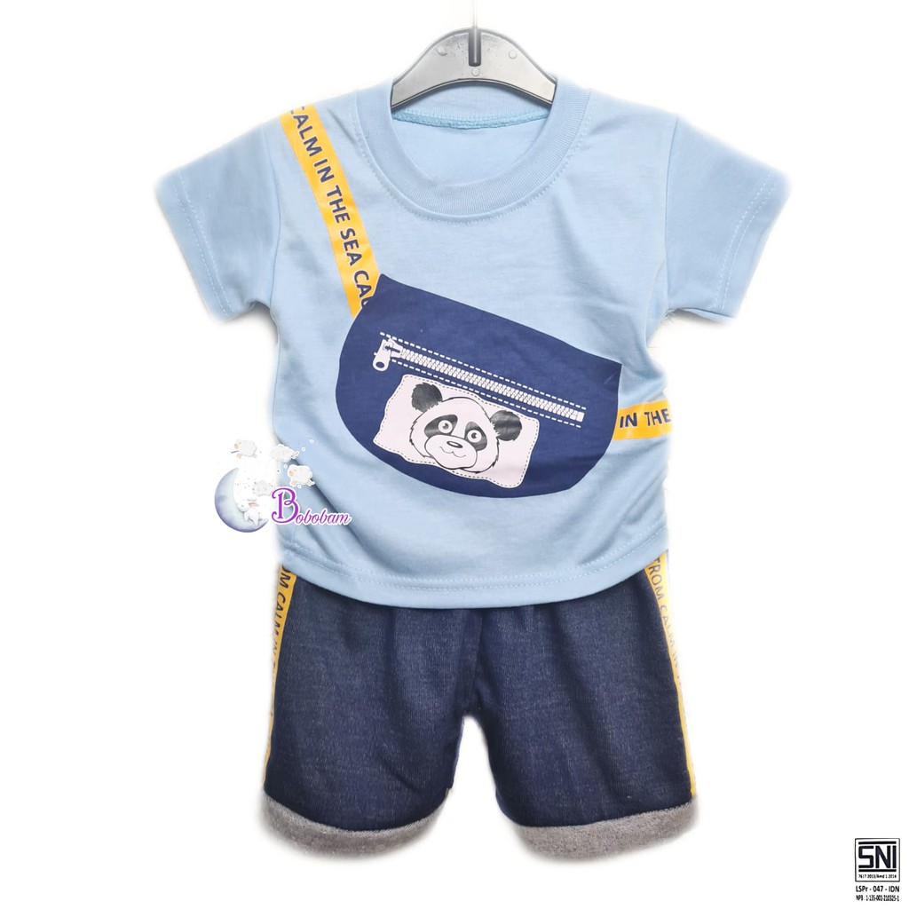 BAJU BAYI ECER CASUAL KASUAL SETELAN ANAK BOBOBAM TAS PANDA / SETELAN ANAK HARGA GROSIR