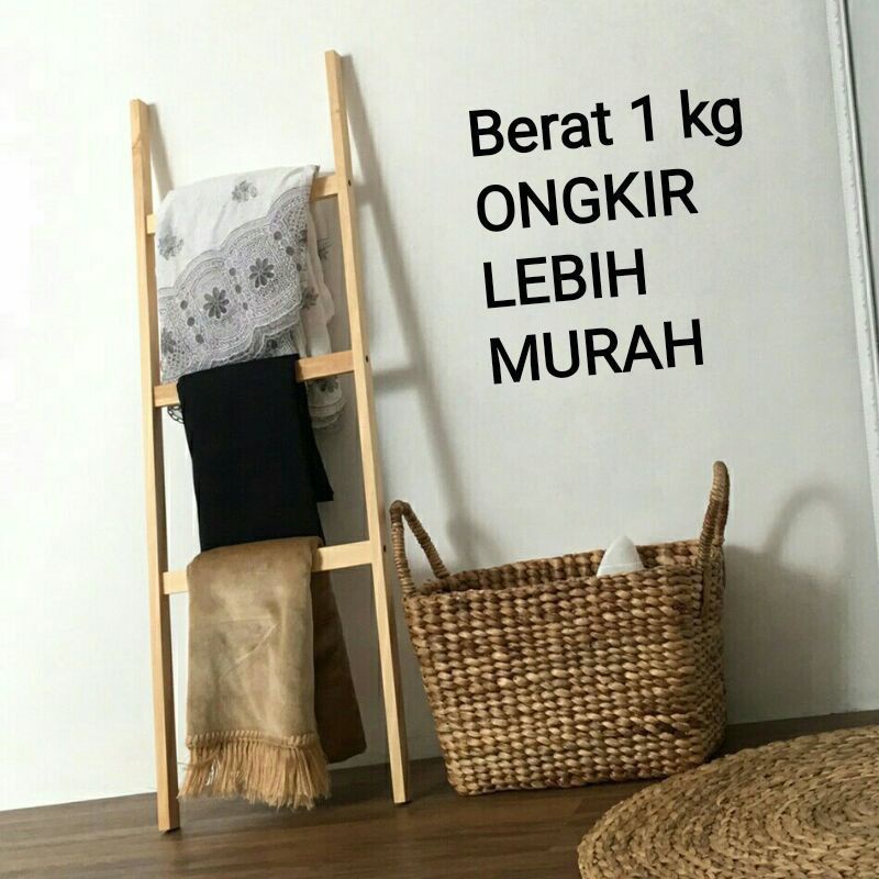 Ladder hanger / hanger kayu / rak mukena / rak jilbab / tempat sajadah / rak tangga / rak baju / tangga penyimpanan bukan AMAZING SHOE RACK/RAK JILBAB/RAK SEPATU/RAK KERUDUNG PORTABLE SERBAGUNA/RAK SUSUN MULTIFUNGSI