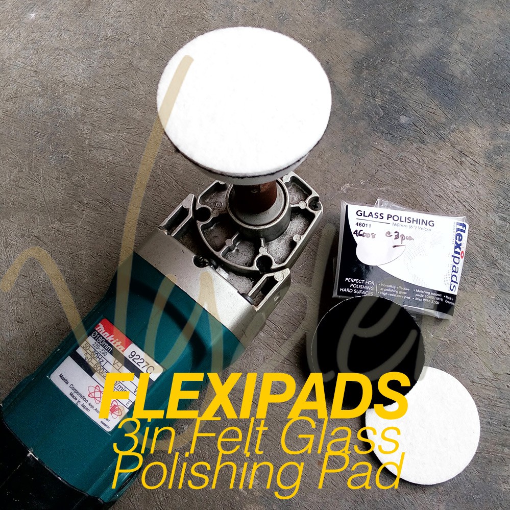 FLEXIPADS Felt Glass Polishing Pad 3inch 46008 Made UK Pad Poles Kaca Baret