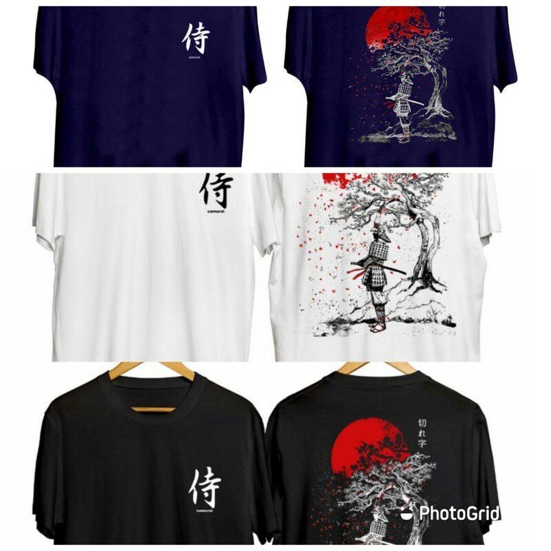 Grosir murah /  Kaos murah / Kaos distro murah / baju samurai / KAOS SAMURAI Hitam - Putih - navy M 