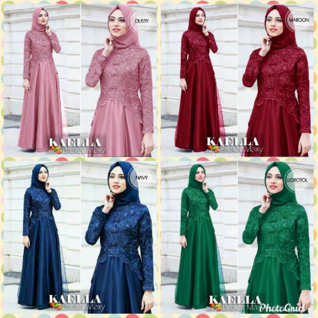 Gamis pesta jumbo brokat modern pengantin wanita muslimah trendy 2020 Shanghai plum princess