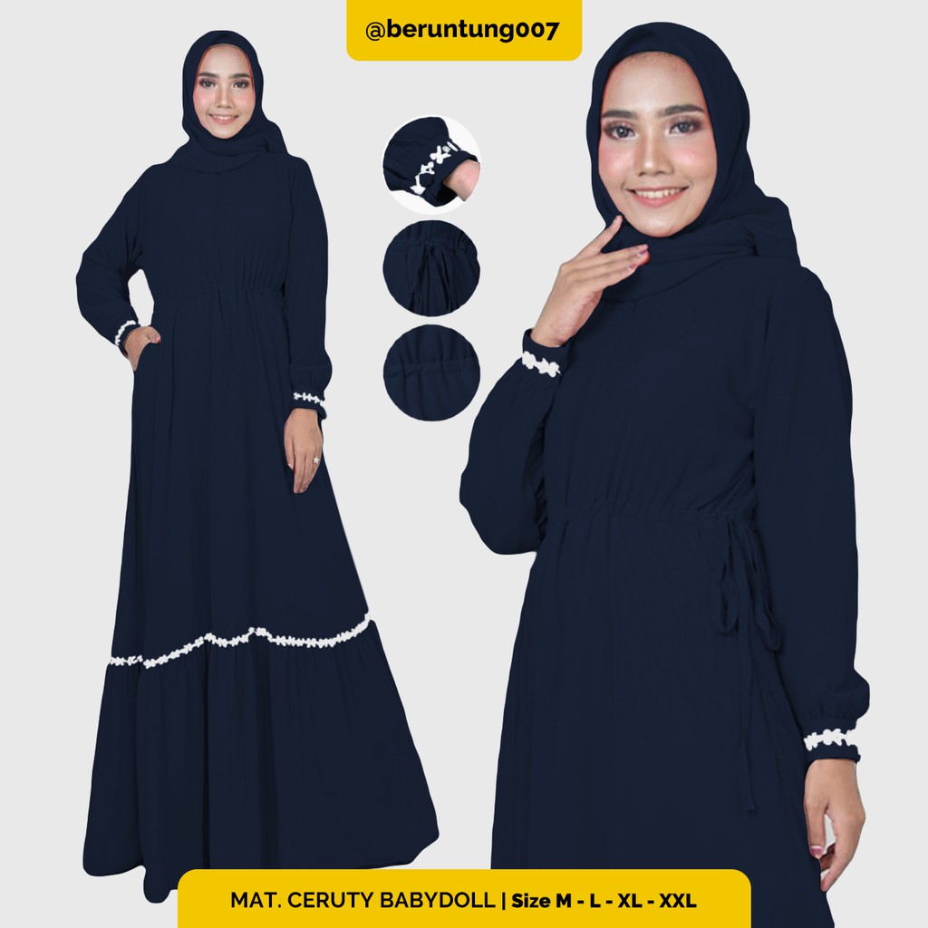 GAMIS CERUTY BABYDOLL RENDA PREMIUM NAVY - GAMIS REMAJA - GAMIS TERBARU