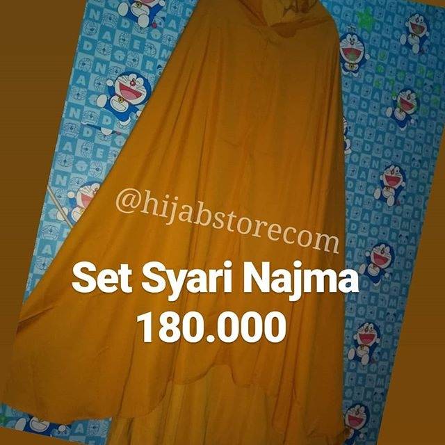 Set Gamis cadar Najma Set Gamis syari tanpa cadar wolfis khimar syari jumbo
