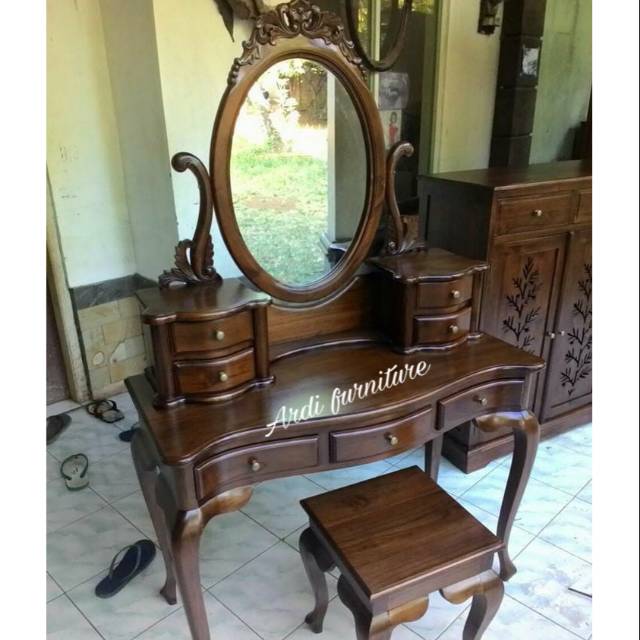 Meja rias ukir - tolet cermin - meja jati - meja rias kayu jati ukir jepara