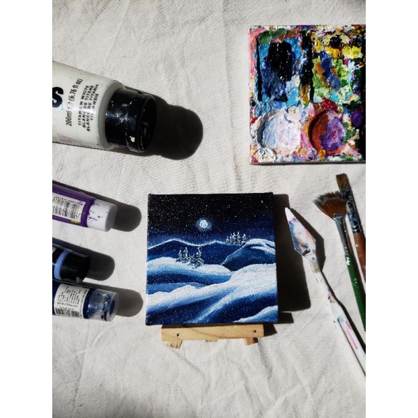 

Mini Canvas Painting + Easel: Snow Field