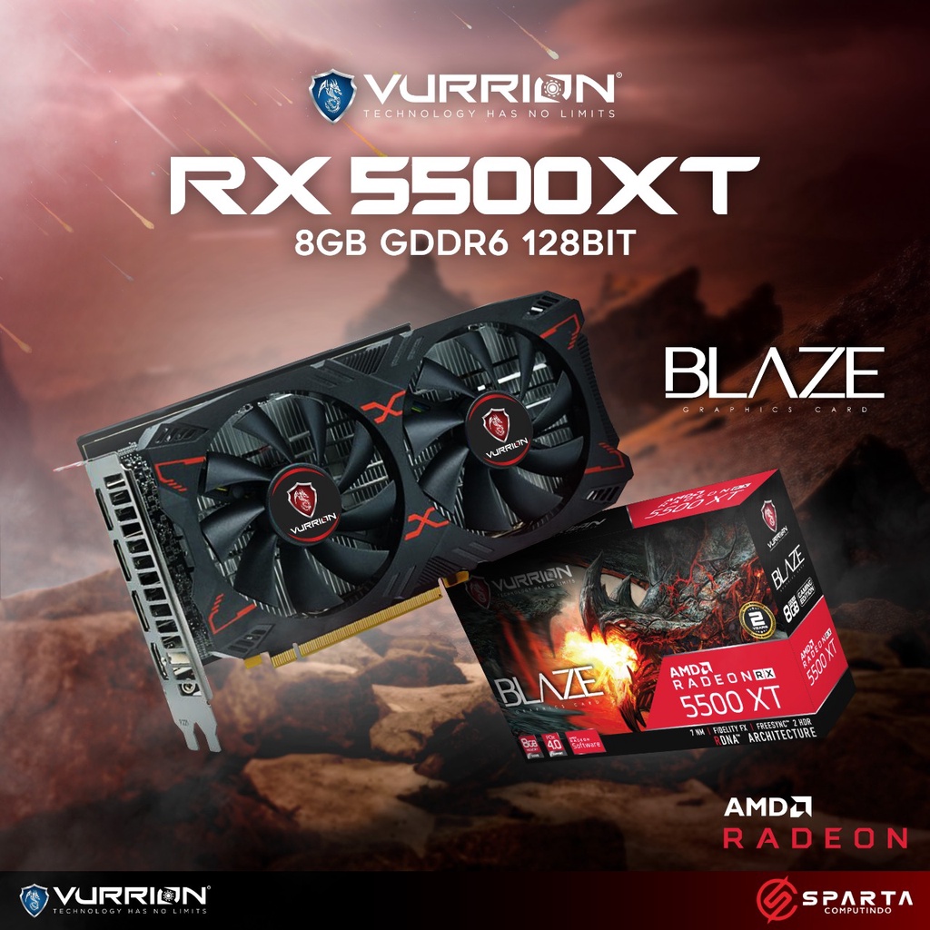 VGA Card AMD Radeon RX 5500XT 8GB GDDR6 128 Bit Vurrion New Garansi Resmi
