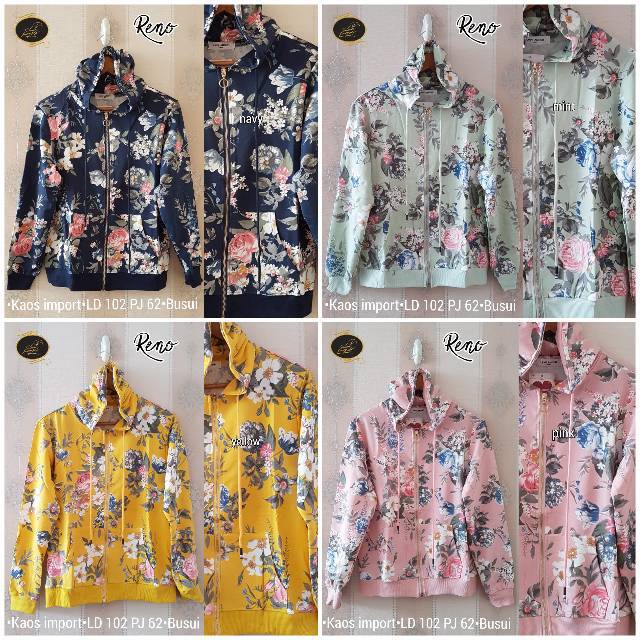 Rado jaket wanita motif bunga busui