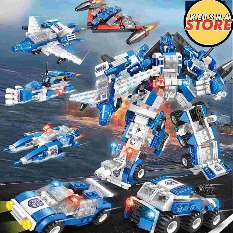 1 pcs mainan lego sembo polisi/beli 6 bisa di gabung menjadi robot