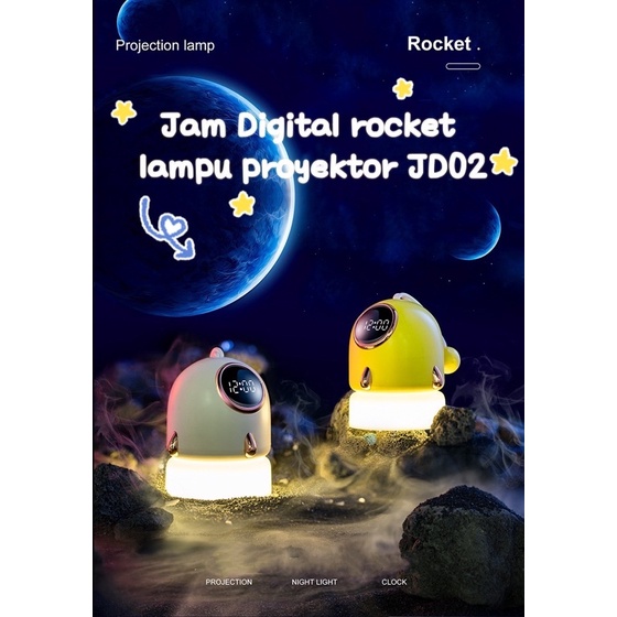 Jam Digital Rocket lampu proyektor JD02 projection night light clock lampu tidur