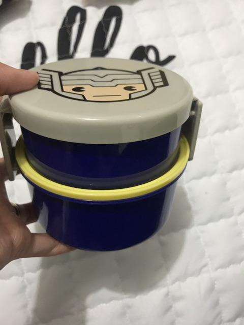 Miniso Thor Cute Face Lunch Box Tempat Makan Anak 2pcs Yellow Grey