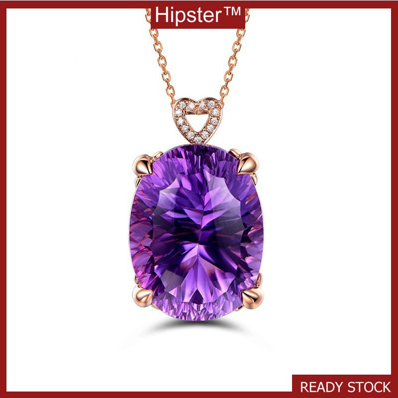 Top-Selling Product Fashion Luxurious Style Amethyst Full Diamond Pendant 18K Gold Necklace