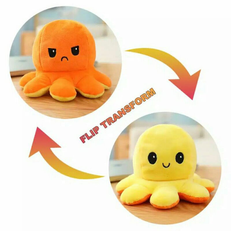 Boneka Gurita Octopus Boneka Ubur ubur bolak balik berubah expresi