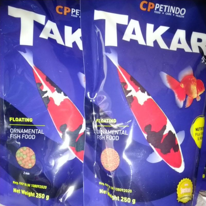 Takari ornamental fish food 250 gram-size 1mm/2mm