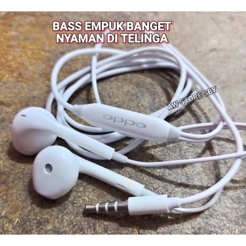 Earphone oppo ori Extra Bass Stereo Headset oppo A71 A83 A37 A39 A3S A5S A7 F1 F3 F5 F7 F9 F11 Neo 7 Neo 9