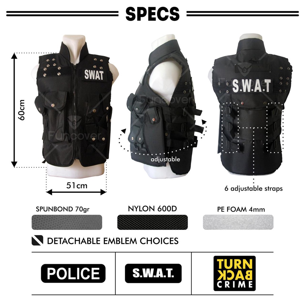 Rompi Motor Vest Body Protector Bikers SWAT - POLICE by FUNCOVER