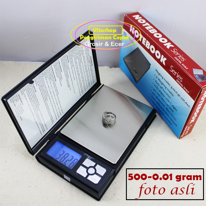 TIMBANGAN DIGITAL POCKET SCALE 500-0.01 GRAM NOTEBOOK SERIES AKURAT DAN PRESISI