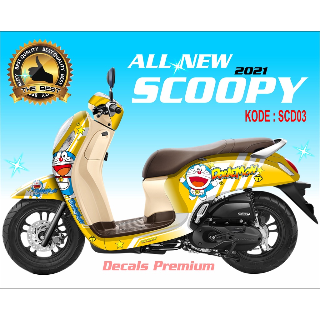 STICKER DECAL ALL NEW SCOOPY 2021 , STIKER FULL BODY NEW SCOOPY 2021 MOTIF DORAEMON - HELLO KITTY