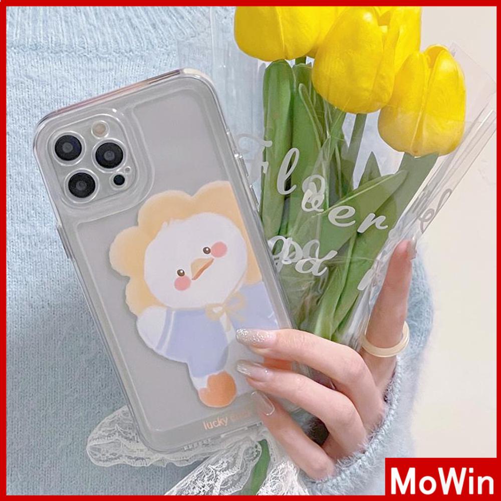 iPhone Case Clear Case Soft Thick TPU Shockproof Super Transparent Protection Camera Plating Button Duck Cartoon Cute For iPhone 13 Pro Max iPhone 12 Pro Max iPhone 11 iPhone 7Plus