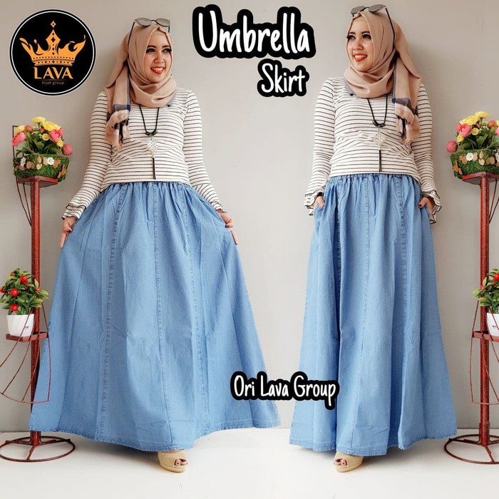 umbrella skirt rok pecah jeans wash premium kekinian ori