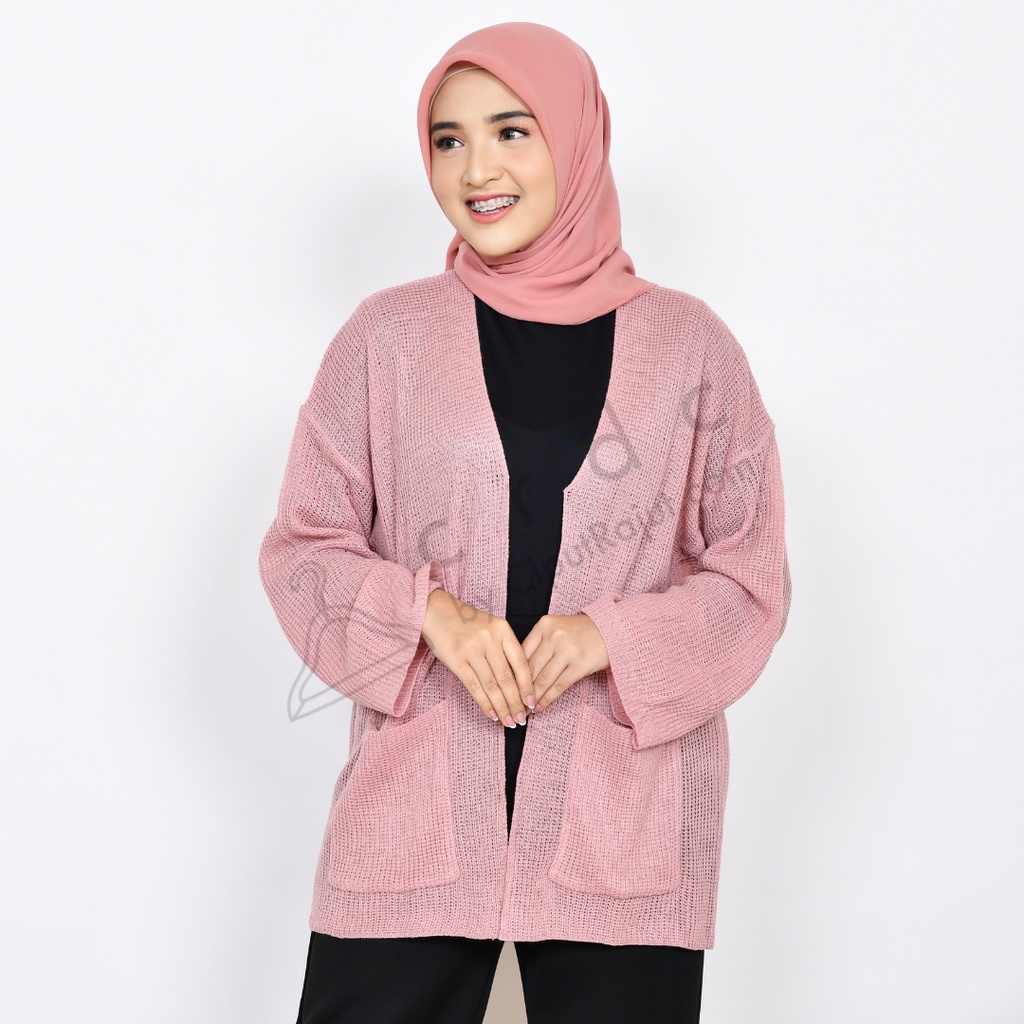 Simple Cardigan Ufa / Loccy / Loocy - CRDC by CiputRajut.com-Rose Pink