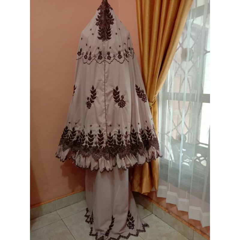 mukena bordir handmade model rimpel mewah warna coksu