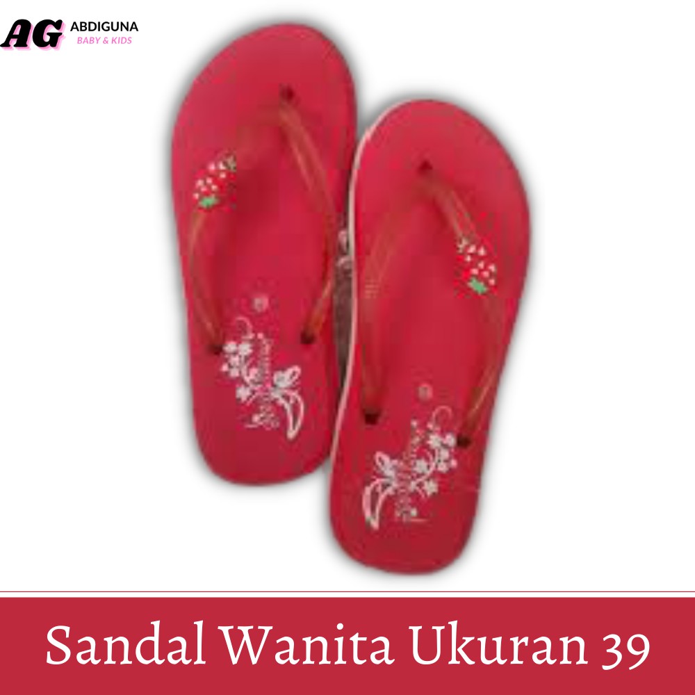 Sendal Jepit Wanita Sandal Capit Scorlines Ukuran 39 Merah Dan Hitam