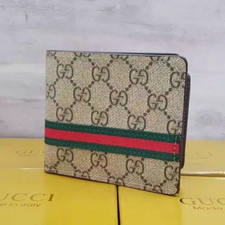 Dompet GUCCI Pendek Kulit Pria cowok Import list Hijau 