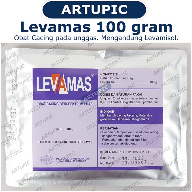 Levamas 100 gram Obat Cacing Hewan Unggas Ayam Bebek Puyuh Levamisole