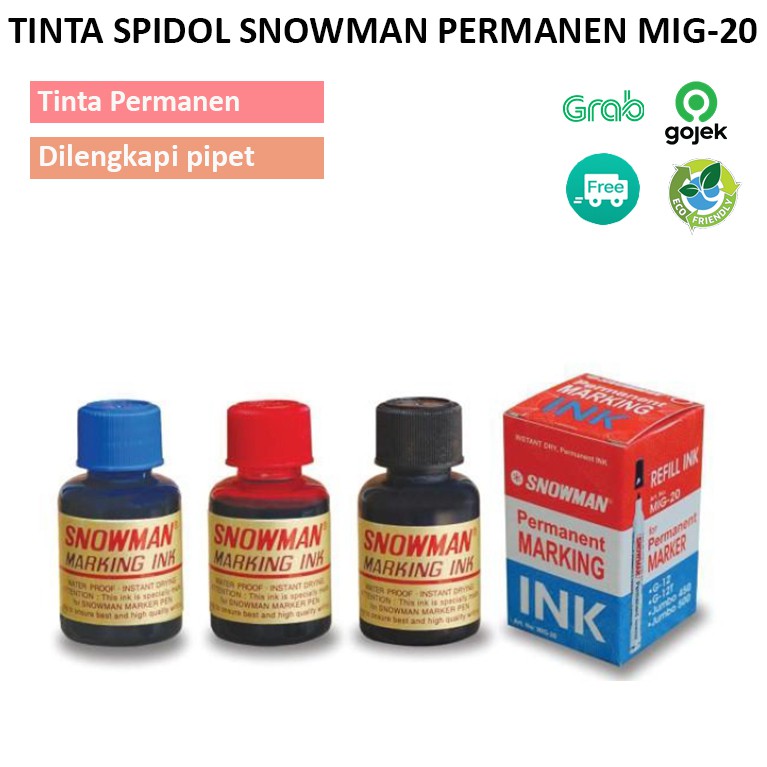 Tinta Spidol Snowman Permanen MIG-20 / Tinta Refill Spidol / Snowman Marking Ink 108