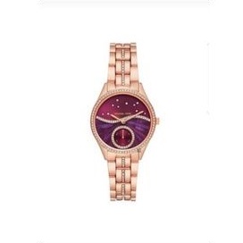 jam tangan MK lauryn rosegold strap purple dial  MK4437