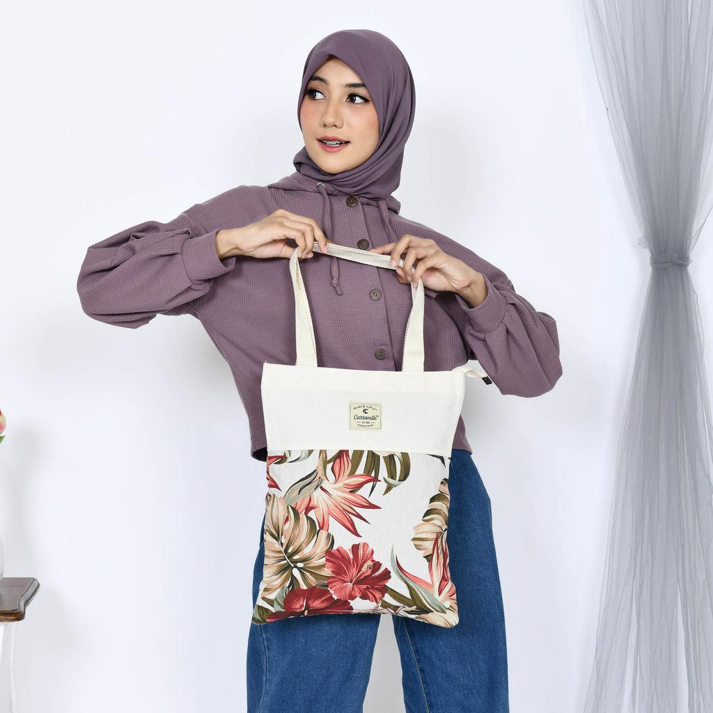 Tote Bag Resleting Kuliah Wanita model Totebag Vintage bahan Kanvas polos dan canvas motif bisa custom untuk tas nudie bag Seminar gift dan souvenir pernikahan dll