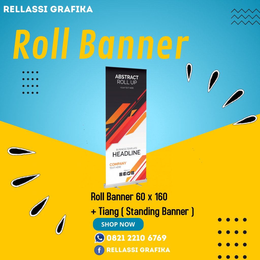 Roll Up/Roll Banner Alumunium 60 x 160cm + ( STANDING BANNER )