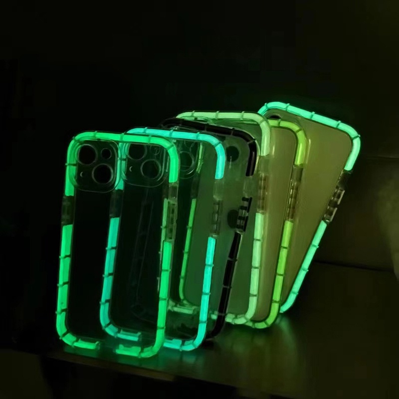 Creative fun luminous case iphone 11 pro max 12/13 pro max Xs max XR clear and simple luminous shockproof case