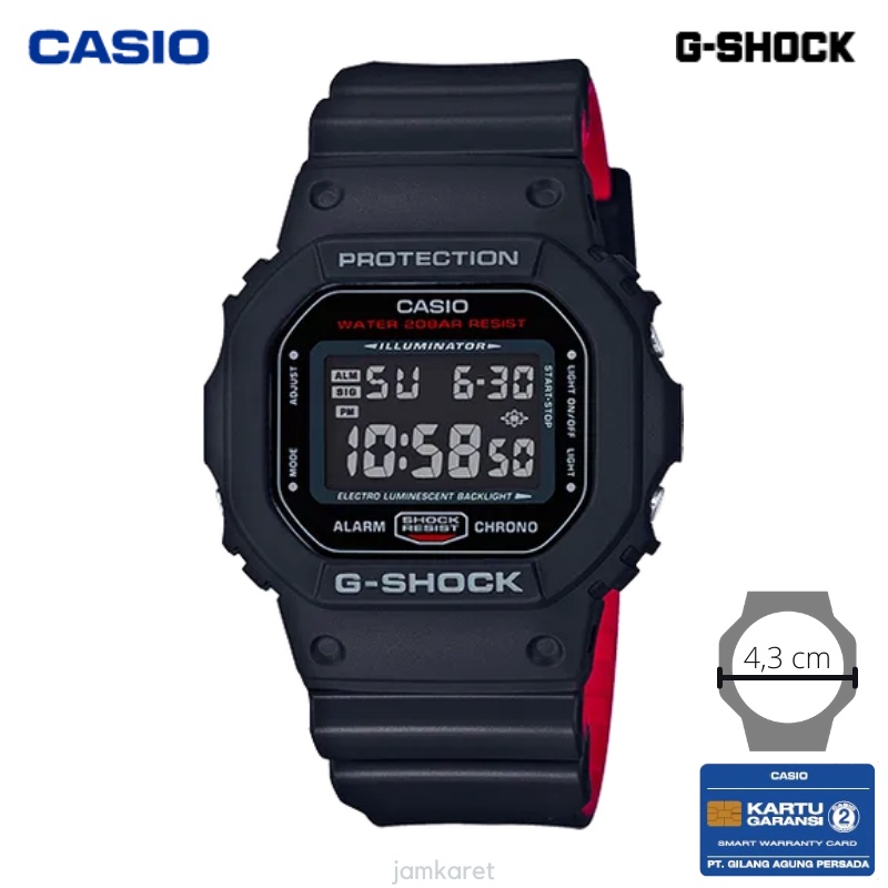JAM TANGAN PRIA CASIO G-SHOCK DW-5600HR-1 ORIGINAL - GSHOCK DW5600HR HITAM MERAH