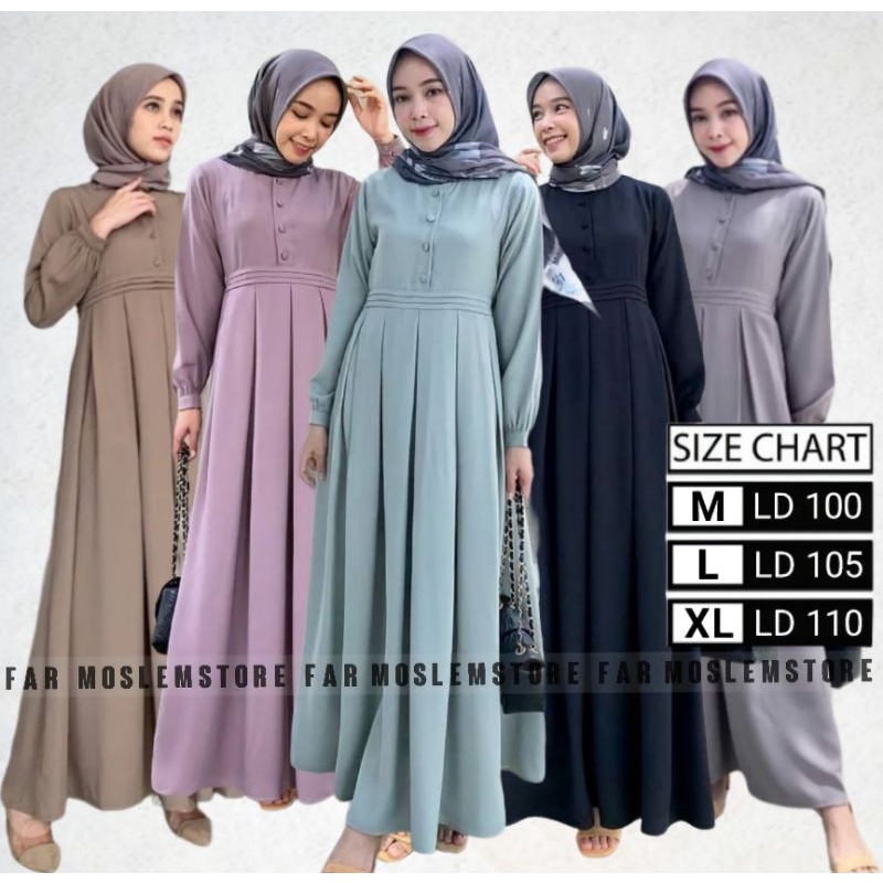 DRESS CERUTY TERBARU/NAOMI DRESS ORI/GAMIS CERUTY BABYDOLL/GAMIS MUSLIMAH TERLARIS/FAR MOSLEMSTORE