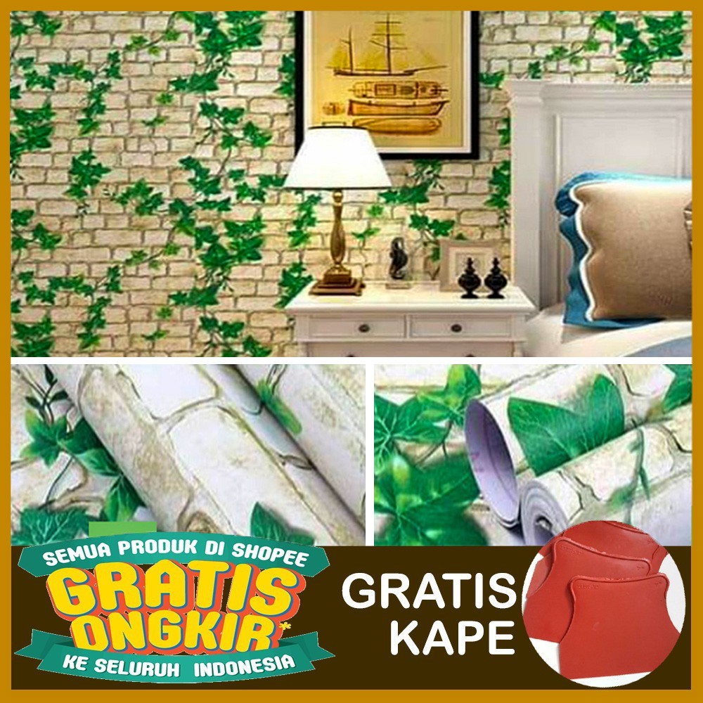 [GRATIS KAPE] Wallpaper Dinding / Supplier Wallpaper Stiker Dinding Daun Rambat [COD]