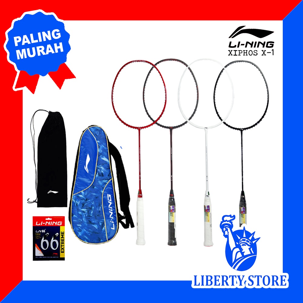 Raket Badminton ORIGINAL LINING XIPHOS X-1 + TAS 2R + TAS SERUT + SENAR